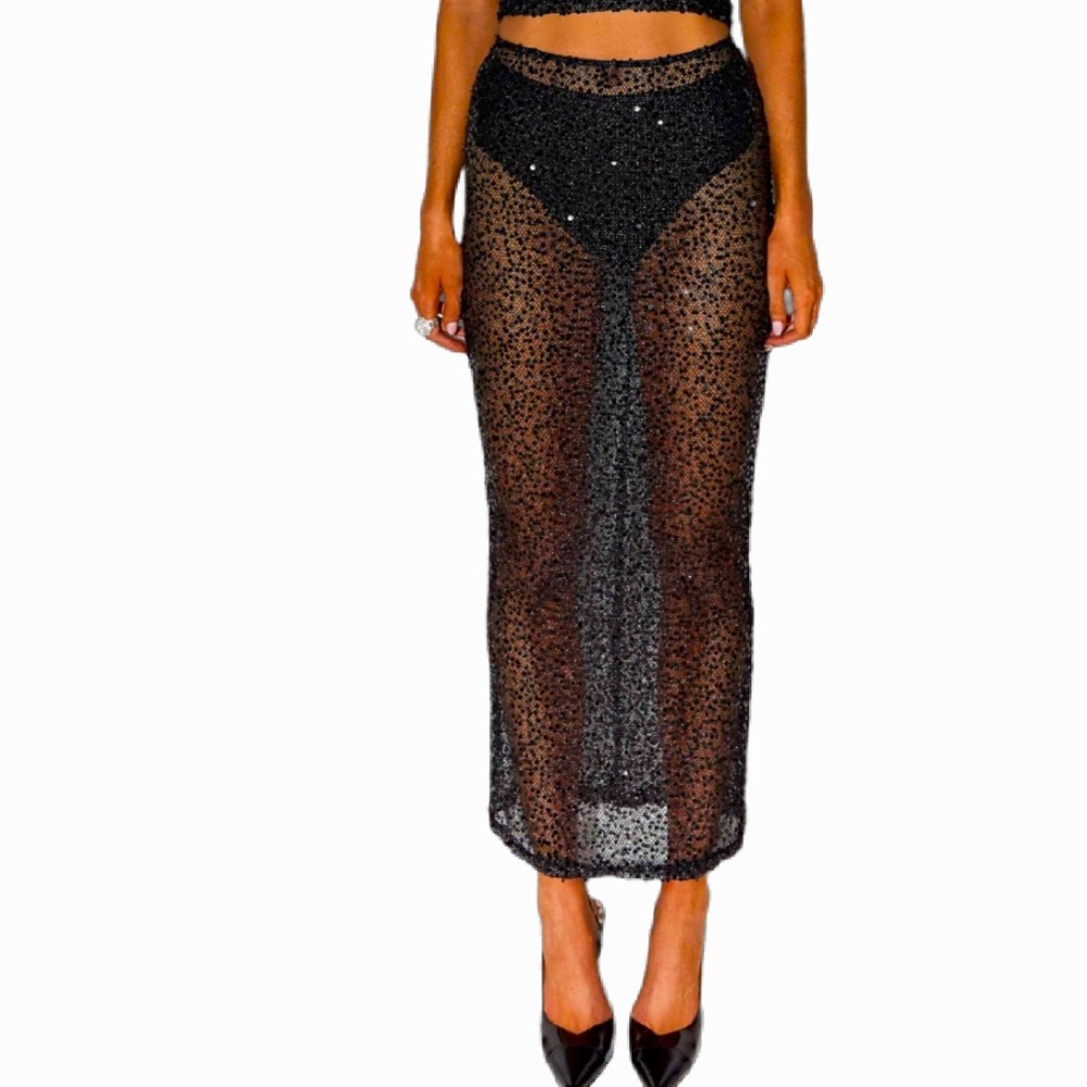 Peppermayo - Afterhours Sequin Maxi Skirt - Midnight Stars
